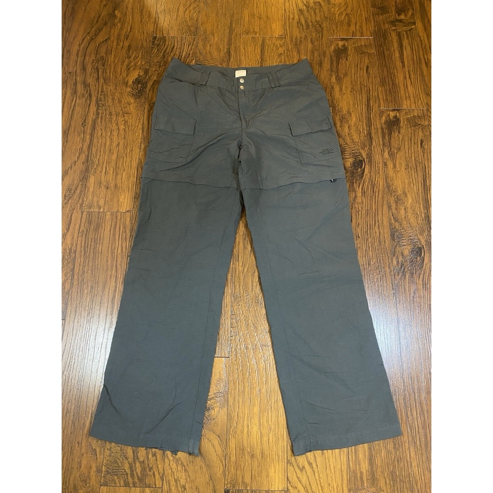 The North Face Womens Convertible Hiking Pants Charcoal Gray Zip Off Cargo 35x31